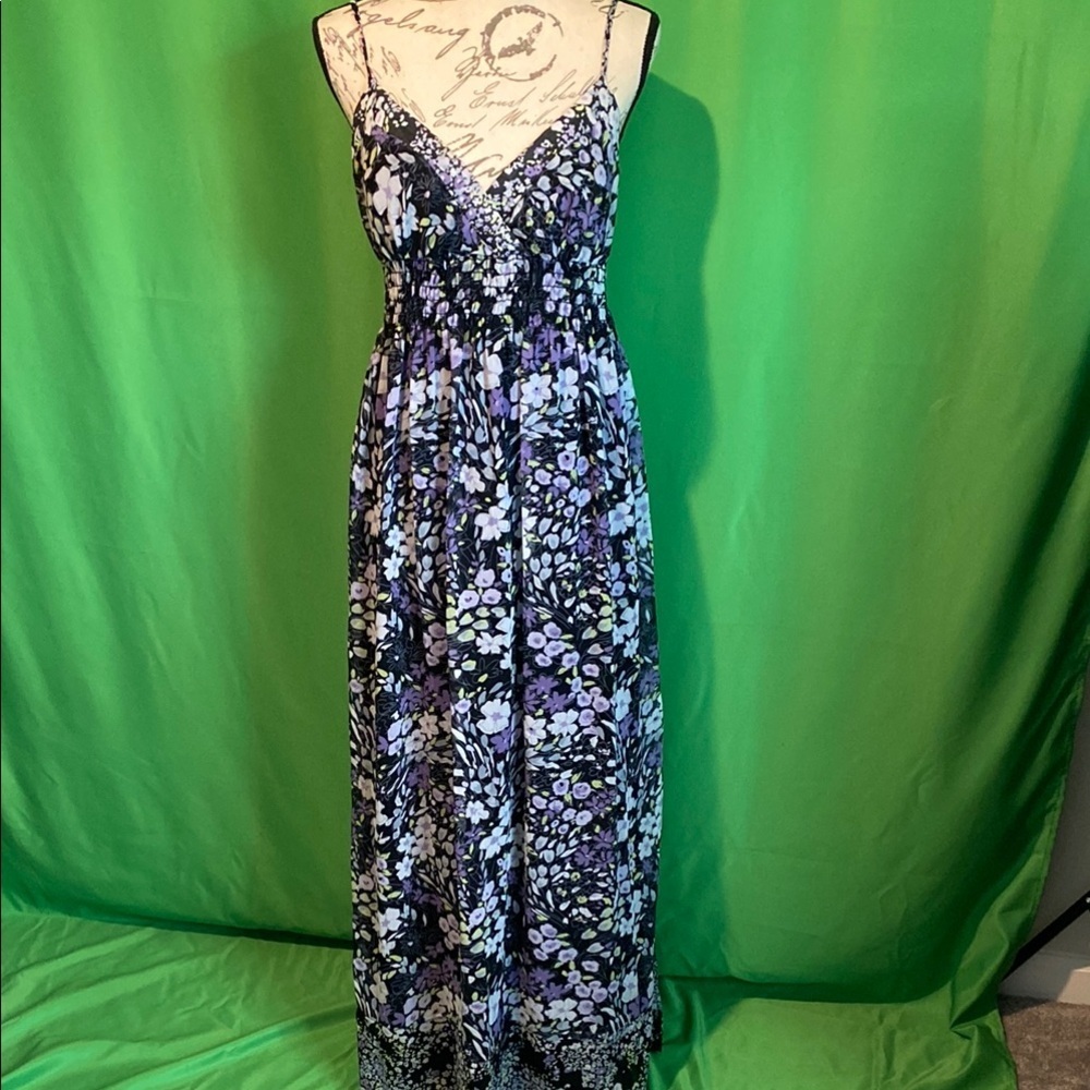 Roulette Blue and White Sleeveless Maxi Sundress